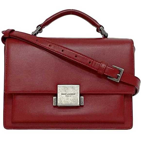 SAINT LAURENT Red Leather Shoulder Bag - Picture 1 of 11
